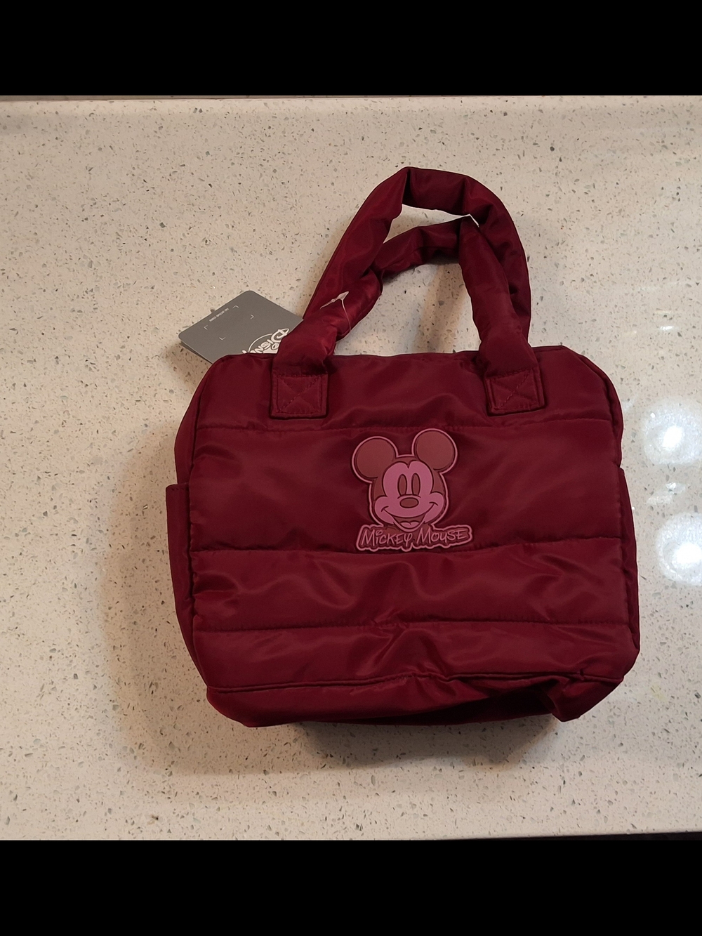Disney Mickey Mouse Burgundy Quilted Tote Bag